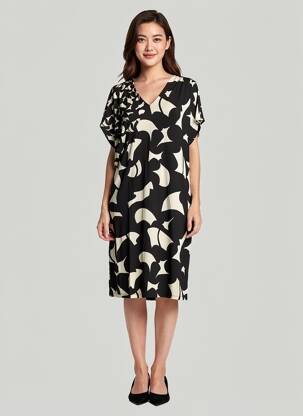 Robe mi-longue manches courtes manches courtes noir LUISA VIOLA femme