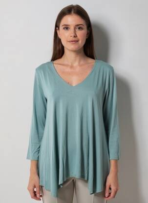 Tunique manches longues col v bleu KYZAA femme