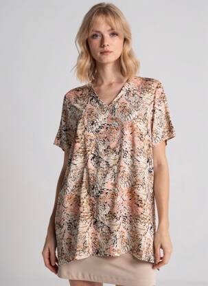 Tunique manches courtes coupe fluide beige KYZAA femme
