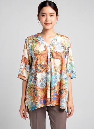 Top stretch manches 3/4 orange KYZAA femme