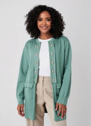 Gilet manches longues col rond vert PIMENT ROUGE femme