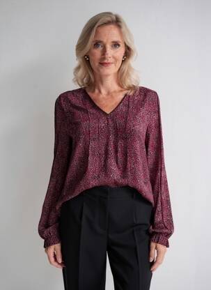 Blouse imprimé fantaisie manches longues rouge CISO femme