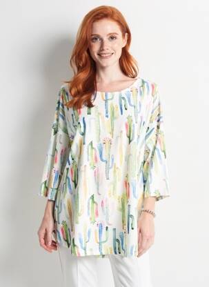 Tunique manches longues col rond vert KYZAA femme