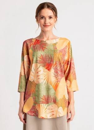 Tunique manches longues col rond orange KYZAA femme