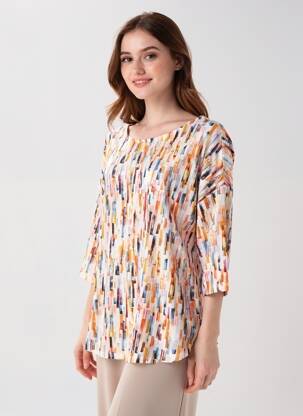 Tunique manches longues col rond orange KYZAA femme