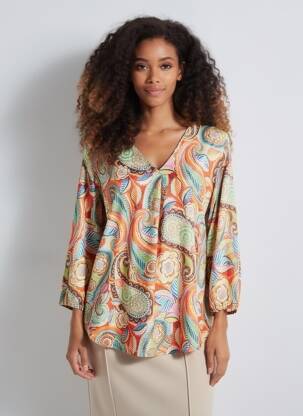 Blouse manches 3/4 manches 3/4 orange KYZAA femme