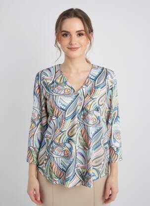 Blouse manches 3/4 manches 3/4 bleu KYZAA femme