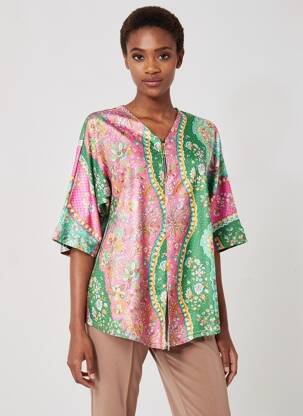 Tunique manches courtes tissage jersey rose KYZAA femme
