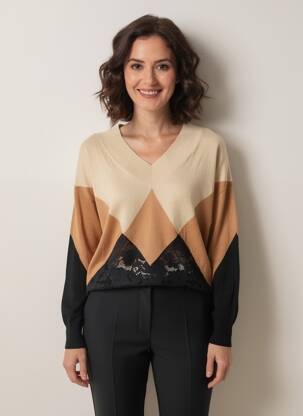 Pull coupe droite manches longues beige TWINSET femme
