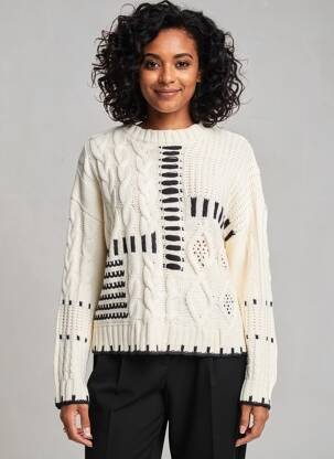 Pull coupe droite manches longues beige AU SOLEIL DE ST TROPEZ femme