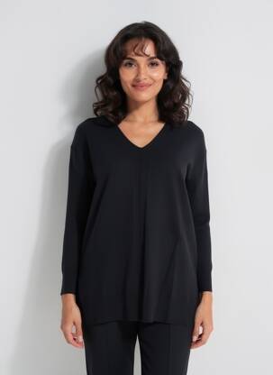 Pull coupe droite manches longues noir MARC AUREL femme