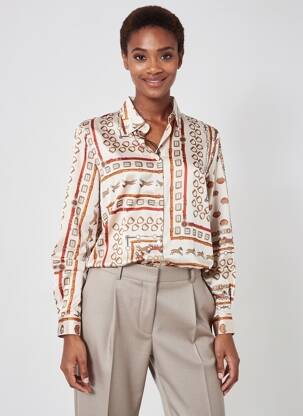 Chemisier imprimé fantaisie manches longues beige EMME M femme