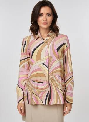 Chemisier imprimé fantaisie manches longues beige MARELLA femme