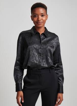 Chemisier coupe droite manches longues noir KOCCA femme
