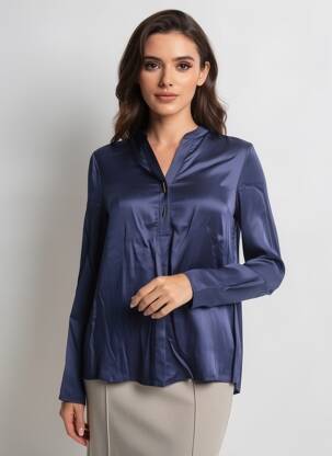 Blouse manches longues manches longues bleu KOCCA femme