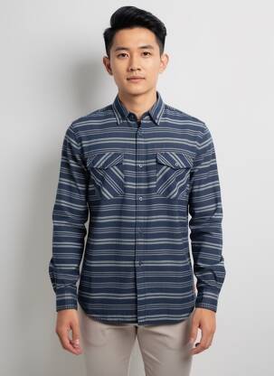 Chemise manches longues imprimé rayures bleu SCOTCH & SODA homme