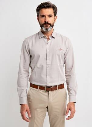 Chemise manches longues poches gris BENSON & CHERRY homme