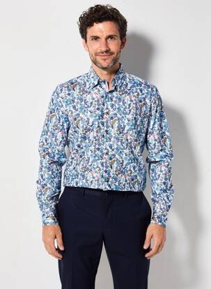 Chemise manches longues poches bleu BENSON & CHERRY homme