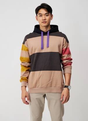 Sweat-shirt à capuche tissage jersey manches longues marron DESIGUAL homme