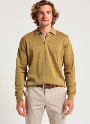 Pull col polo manches longues vert PETROL INDUSTRIES homme