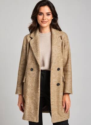 Manteau long coupe droite sans capuche beige MOLLY BRACKEN femme