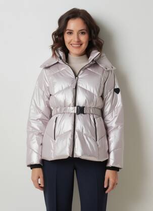 Doudoune manches longues a capuche rose DESIGUAL femme