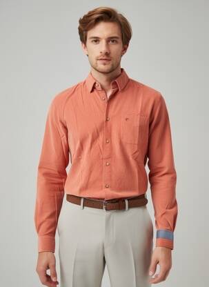 Chemise manches longues poches orange BENSON & CHERRY homme