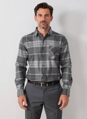Chemise manches longues poches gris BENSON & CHERRY homme