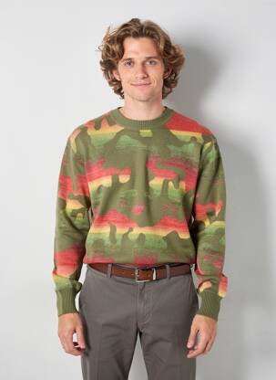 Pull stretch manches longues vert DESIGUAL homme