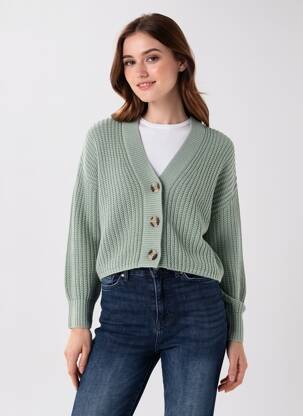 Gilet manches longues vert ONLY femme