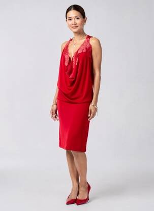 Robe mi-longue rouge POUPÉE DE SOIE femme