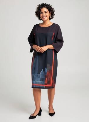 Robe mi-longue manches 3/4 manches 3/4 bleu MADO ET LES AUTRES femme