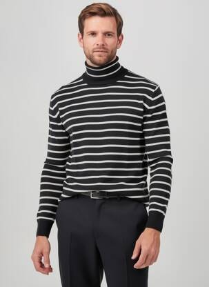 Pull col roulé noir MANGO homme