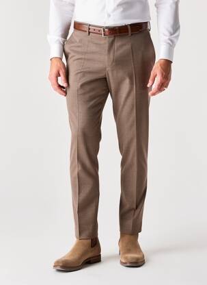 Pantalon slim fermeture zippée sous rabat avec crochet taille normale marron L'IMPECCABLE MARCEL homme