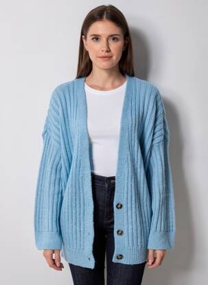 Gilet manches longues coupe cintrée bleu MANGO femme