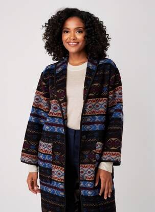 Manteau long coupe droite sans capuche noir LA FEE MARABOUTEE femme