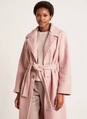 Manteau long coupe cintrée sans capuche rose LA FEE MARABOUTEE femme