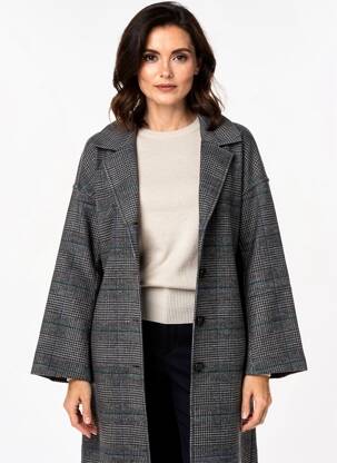 Manteau long fermeture pressionnée sans capuche gris LA FEE MARABOUTEE femme