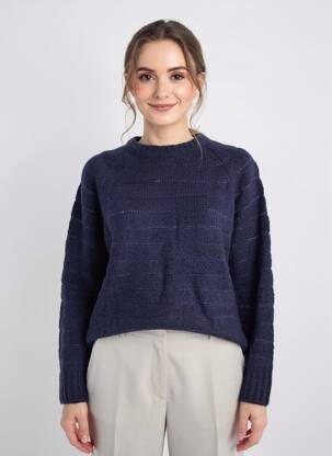 Pull stretch manches longues bleu LA FEE MARABOUTEE femme