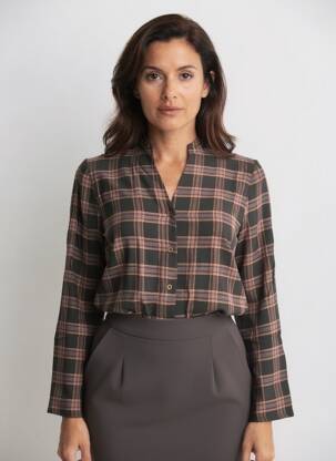 Chemisier coupe cintrée manches longues marron LA FEE MARABOUTEE femme