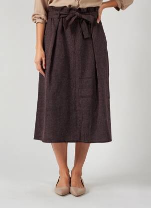 Jupe longue coupe évasée marron LA FEE MARABOUTEE femme