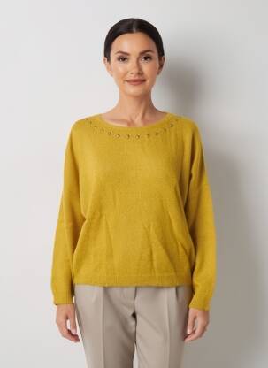 Pull resserrée sur le bas manches longues jaune LA FEE MARABOUTEE femme