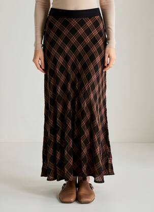 Jupe longue taille haute marron LA FEE MARABOUTEE femme
