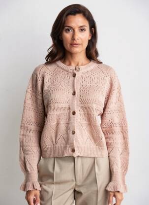 Gilet manches longues col rond beige LA FEE MARABOUTEE femme