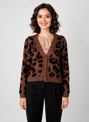 Gilet manches longues resserrée sur le bas marron LA FEE MARABOUTEE femme