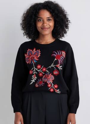 Pull resserrée sur le bas manches longues noir LA FEE MARABOUTEE femme