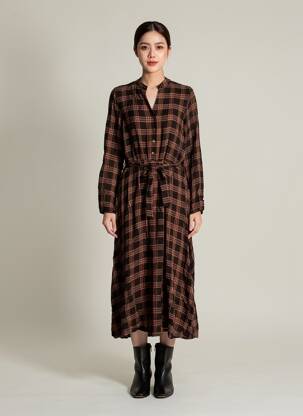 Robe longue manches longues manches longues marron LA FEE MARABOUTEE femme