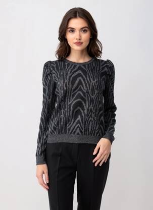 Pull resserrée sur le bas manches longues noir KAPORAL femme