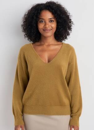 Pull col v manches longues marron GARCIA femme