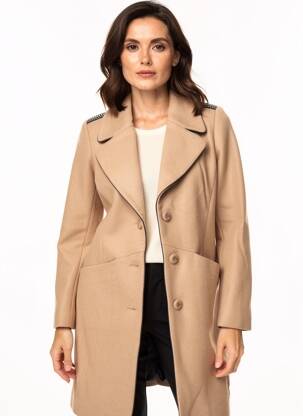 Manteau long coupe cintrée sans capuche beige ONE STEP femme